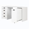 BOWERY HILL Multi-Purpose Crafting Table with 4 Drawers and Large Sliding Hidden Storage Shelf, Modern Sewing Table with Scratch Proof Table Top, White view 1