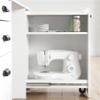 BOWERY HILL Multi-Purpose Crafting Table with 4 Drawers and Large Sliding Hidden Storage Shelf, Modern Sewing Table with Scratch Proof Table Top, White view 2