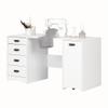 BOWERY HILL Multi-Purpose Crafting Table with 4 Drawers and Large Sliding Hidden Storage Shelf, Modern Sewing Table with Scratch Proof Table Top, White view 3