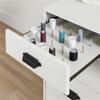 BOWERY HILL Multi-Purpose Crafting Table with 4 Drawers and Large Sliding Hidden Storage Shelf, Modern Sewing Table with Scratch Proof Table Top, White view 4