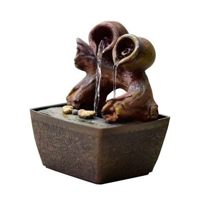 Desktop Fountain Tabletop Water Fountain - Small Water Fountains Indoor Waterfall Fountain Waterfall with Rustic Tree Trunk - for Home Office Decoration Relaxation Indoor Tabletop Fountain