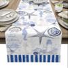 13 x 36 inches Table Runner Cotton-Polyester Blend, Ocean Marine Theme Nautical Sea Animals Retro Blue Table Runner for Table Decorations, Indoor Outdoor Parties, Farmhouse & Family Gathering, 1 Pack view 1