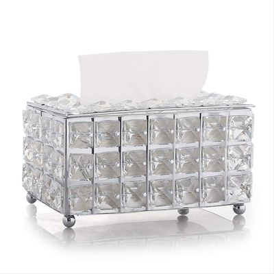 YRHH Paper Holder with Rhinestone Card Holder Office Table Accessories Face Storage Holder Towel Holder for Hotel Home-Argent