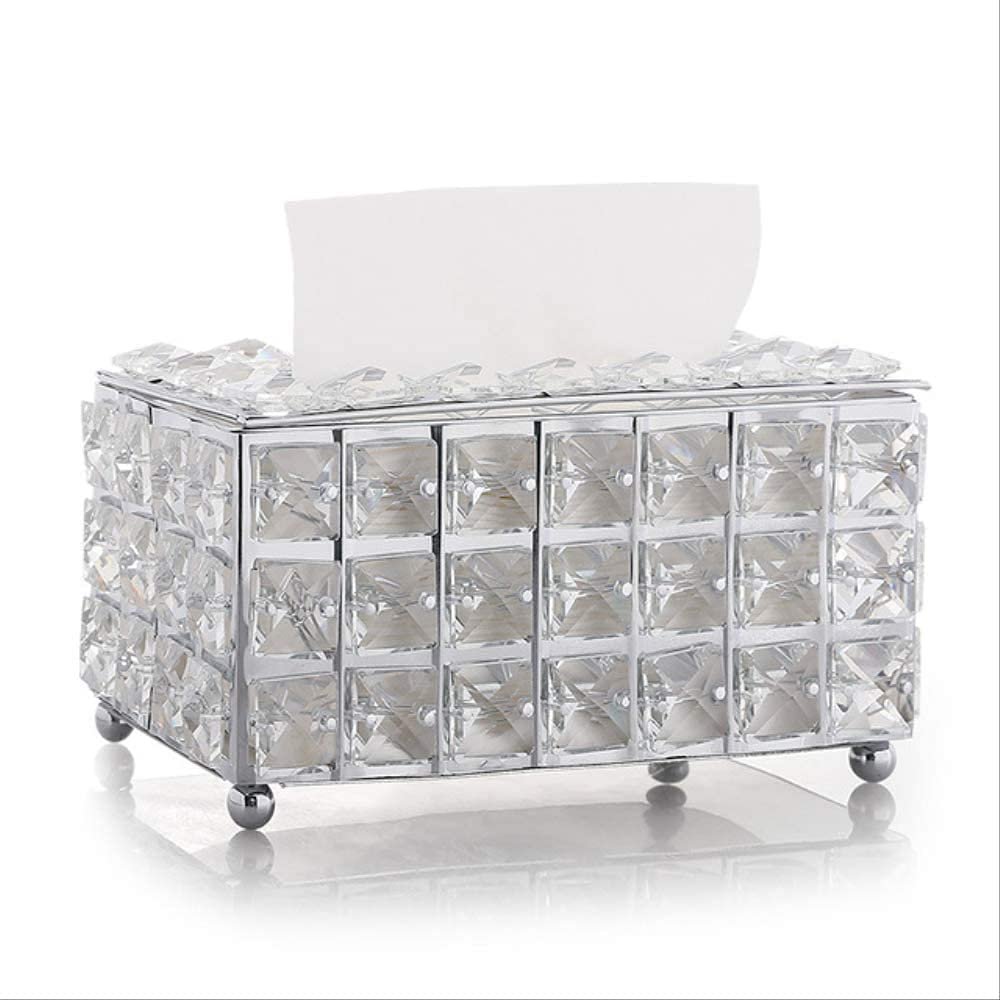 YRHH Paper Holder with Rhinestone Card Holder Office Table Accessories Face Storage Holder Towel Holder for Hotel Home-Argent