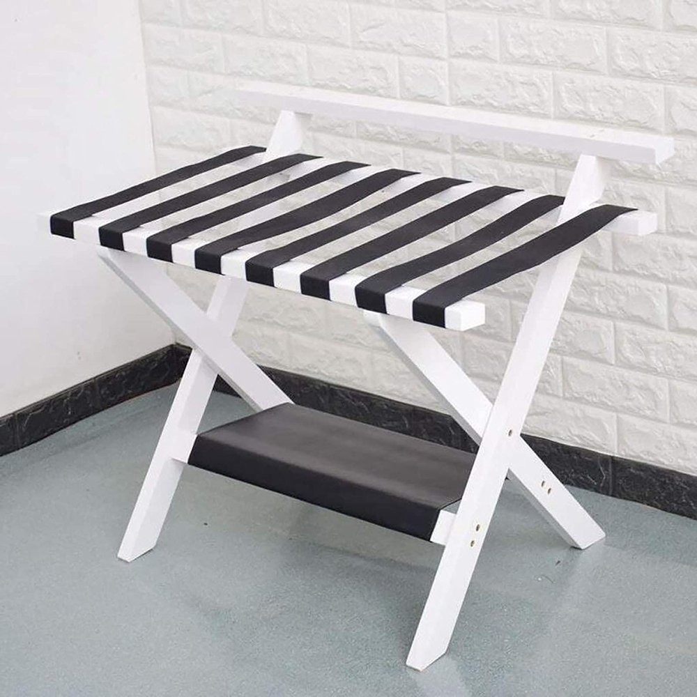 CMMC Household Luggage Rack, Foldable Luggage Rack, Stand Suitcase Shoe Rack Shelf Host Family Hotel use, Very Suitable for Your Visitors and Guest Bedroom, 805065cm (Color : White)