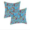 Bird Print Art Bedding Cover Crafted Kantha Bed Bohemian Cotton Indian Ethnic Handmade Bed Cover Blanket Bedspread Quilt (Aqua Turquoise, California King 108"x108" With Sham Covers) view 3
