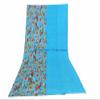 Bird Print Art Bedding Cover Crafted Kantha Bed Bohemian Cotton Indian Ethnic Handmade Bed Cover Blanket Bedspread Quilt (Aqua Turquoise, California King 108"x108" With Sham Covers) view 4