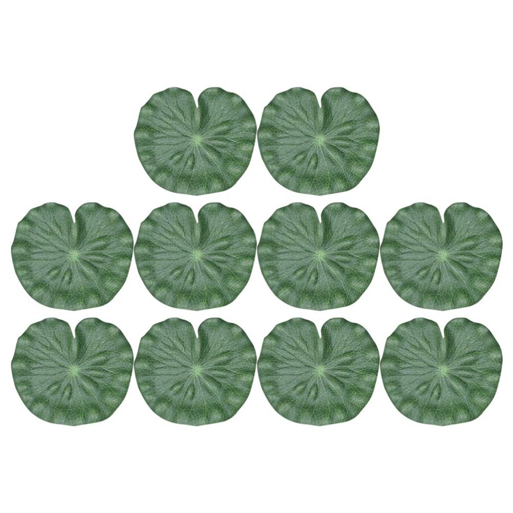 PRETYZOOM 10pcs Artificial Lily Pads Simulation Foam Lotus Leaf Floating Lily Pads for Fish Tank Pond Pool Decor (15cm)
