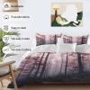 MACONAA 4 Piece Bedding Set California King Quilted Comforter Cover for Child Girls Boys Romantic Autumn Birch Tree Red Leave Nature Fogged Forest Top Sheet for Bedroom Guest Room Hotel Pillowcase view 3