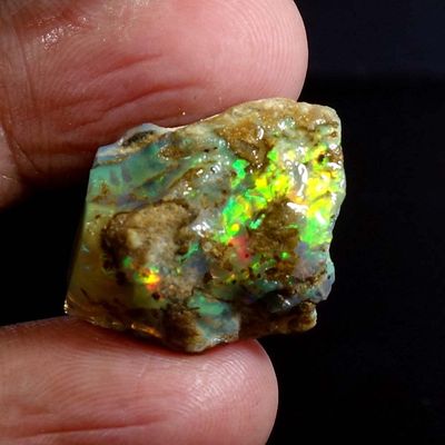 Dazzlegems 24.70 Cts AAA 100% Natural Rainbow Welo Fire Ethiopian Opal Rough Loose Gemstones-BC06-08