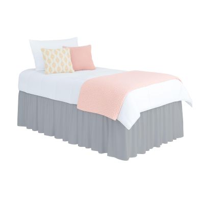 ARlinen Dorm Room Bed Skirt, 100% Microfiber, Extra Long 42 Drop Dust Ruffle, Twin-XL Size, Ideal for College Loft Beds, Easy Care, Silver Grey