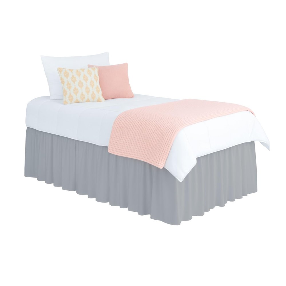 ARlinen Dorm Room Bed Skirt, 100% Microfiber, Extra Long 42 Drop Dust Ruffle, Twin-XL Size, Ideal for College Loft Beds, Easy Care, Silver Grey