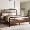 Allewie Full Size Platform Bed Frame with Wooden Headboard and Footboard, Heavy Duty 13 Metal Slats Support, Under-Bed Storage, No Box Spring Needed, Noise Free, Easy Assembly, Walnut view 3