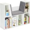 Huippy 6-Cubby Kids Bookcase, Multi-Purpose Storage Organizer Cabinet Shelf for Children, U-Shaped seat Cushion Bookcase for Kids Room, Playroom, Bedroom, Kindergarten, Study Room (White) view 1