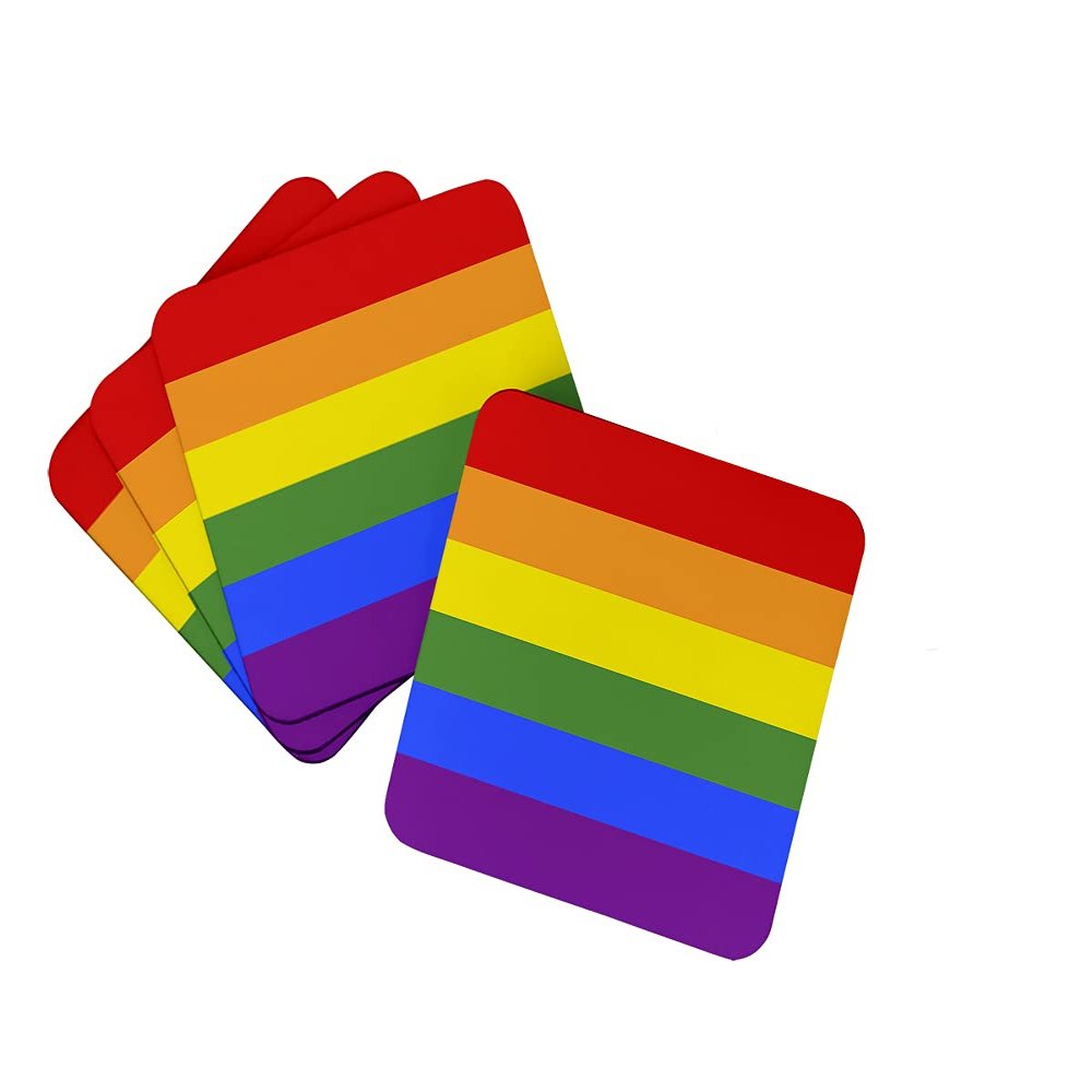 Caroline's Treasures Gay Pride Foam Set of 4 Coasters, Multicolor