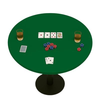 Feltectors Felt Card Game Table Cover for Playing Cards Poker, Mahjong, Domino, Bridge and Board Game, Elastic Fitted Tablecloth for 58 to 64 Inch Round Tables- Green