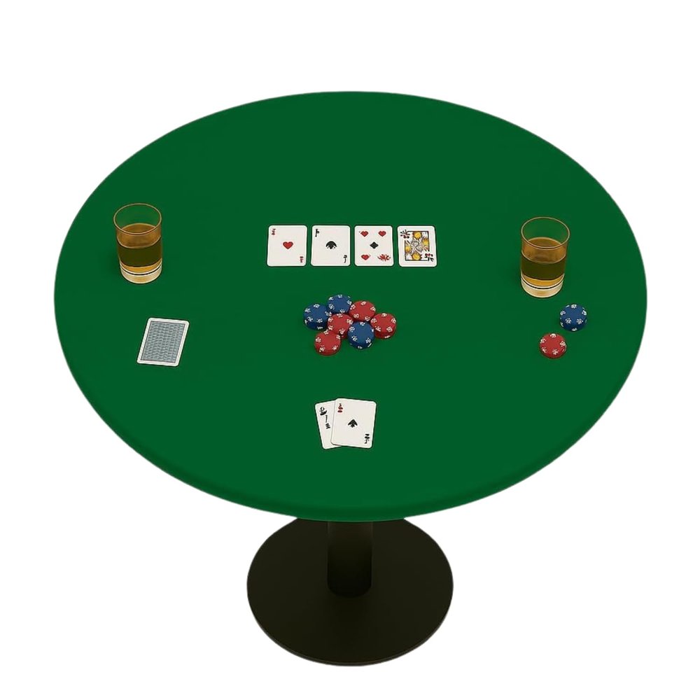 Feltectors Felt Card Game Table Cover for Playing Cards Poker, Mahjong, Domino, Bridge and Board Game, Elastic Fitted Tablecloth for 58 to 64 Inch Round Tables- Green