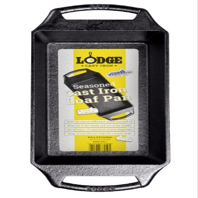 Lodge Seasoned Cast Iron Loaf Pan 8.5 Inches - Pre-Seasoned Rectangular Cast Iron Bakeware- Even Browning Bread Pan with Easy-Release Finish - PFAS-Free Non-Toxic Cookware