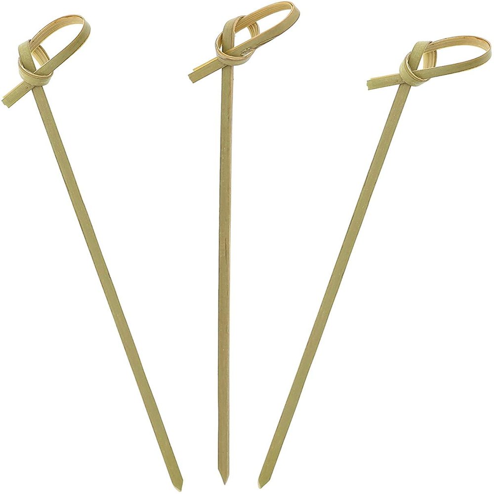 Bamboo Wood Knot Cocktail Skewer Picks - 3.5 Inches Great for Appetizers, Parties, Samplers, Hors' D'oeuvre, Snacks, Cheese, Biodegradable (1000)