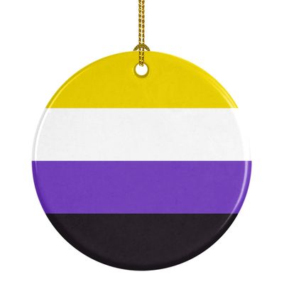 Caroline's Treasures Nonbinary Pride Ceramic Ornament Christmas Tree Hanging Decorations for Home Christmas Holiday, Party, Gift, 3 in, Multicolor