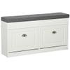 HOMCOM Modern Shoe Rack Bench for Entryway, Storage Organizer with Cushion, 2 Drawers, Adjustable Shelf, Holds 8 Pairs, White view 1