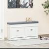 HOMCOM Modern Shoe Rack Bench for Entryway, Storage Organizer with Cushion, 2 Drawers, Adjustable Shelf, Holds 8 Pairs, White view 2