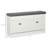 HOMCOM Modern Shoe Rack Bench for Entryway, Storage Organizer with Cushion, 2 Drawers, Adjustable Shelf, Holds 8 Pairs, White view 3
