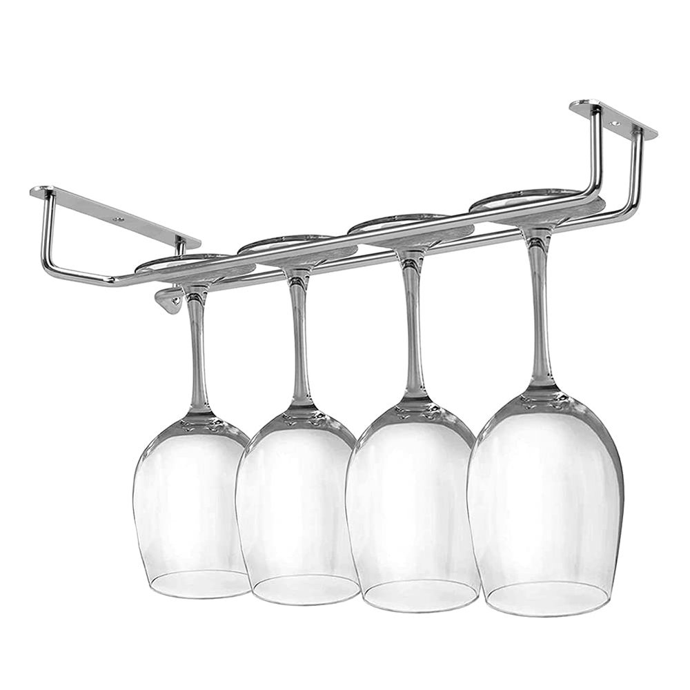 11in Wine Glass Rack - Under Cabinet Stemware Rack, Glasses Storage Hanger, 304 Stainless Steel Organizer for Bar Kitchen (2 Pack)