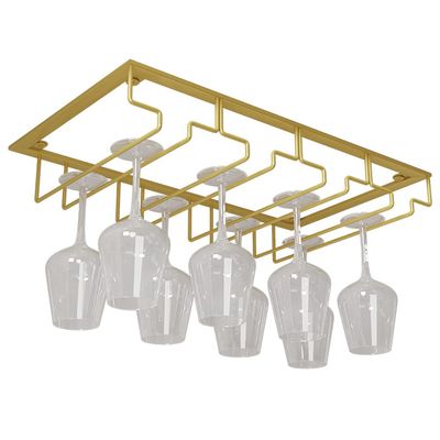 Wine Glass Holder Under Cabinet - Hanging Stemware Holder, Wine Glasses Storage Hanger Metal Organizer for Cabinet Kitchen Bar (4 Rows)
