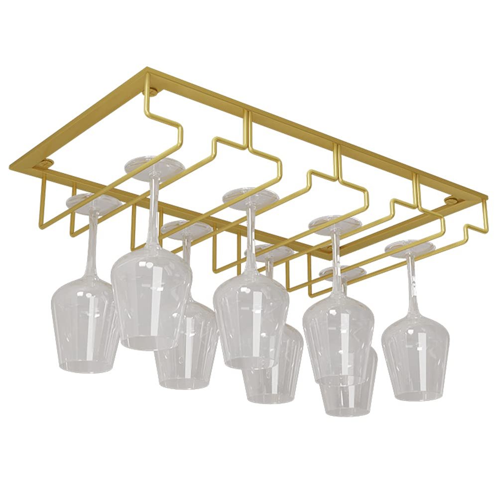 Wine Glass Holder Under Cabinet - Hanging Stemware Holder, Wine Glasses Storage Hanger Metal Organizer for Cabinet Kitchen Bar (4 Rows)