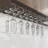 Wine Glass Rack, Wine Glass Holder - Hanging Stemware Holder, Glasses Storage Rack, Chrome Shelf Brackets, Stainless Steel Glasses Storage Hanger for Home Kitchen Bar - Black view 1
