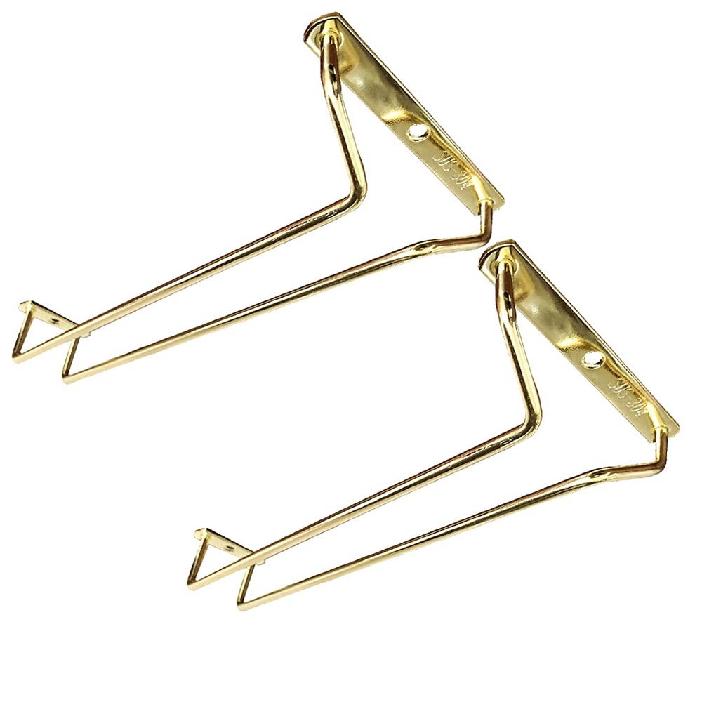 11in Stemware Holder Wall Mounted - Stainless Steel Chrome Under Cabinet Stemware Rack, Organizer for Bar & Kitchen - Gold (1 Slots, 2 Pack)