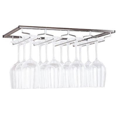 Hanging Wine Glass Holder Rack with 4 Rows, Stainless Steel Wine Glass Rack Under Cabinet, Glasses Storage Hanger Organizer for Home Kitchen Dcor