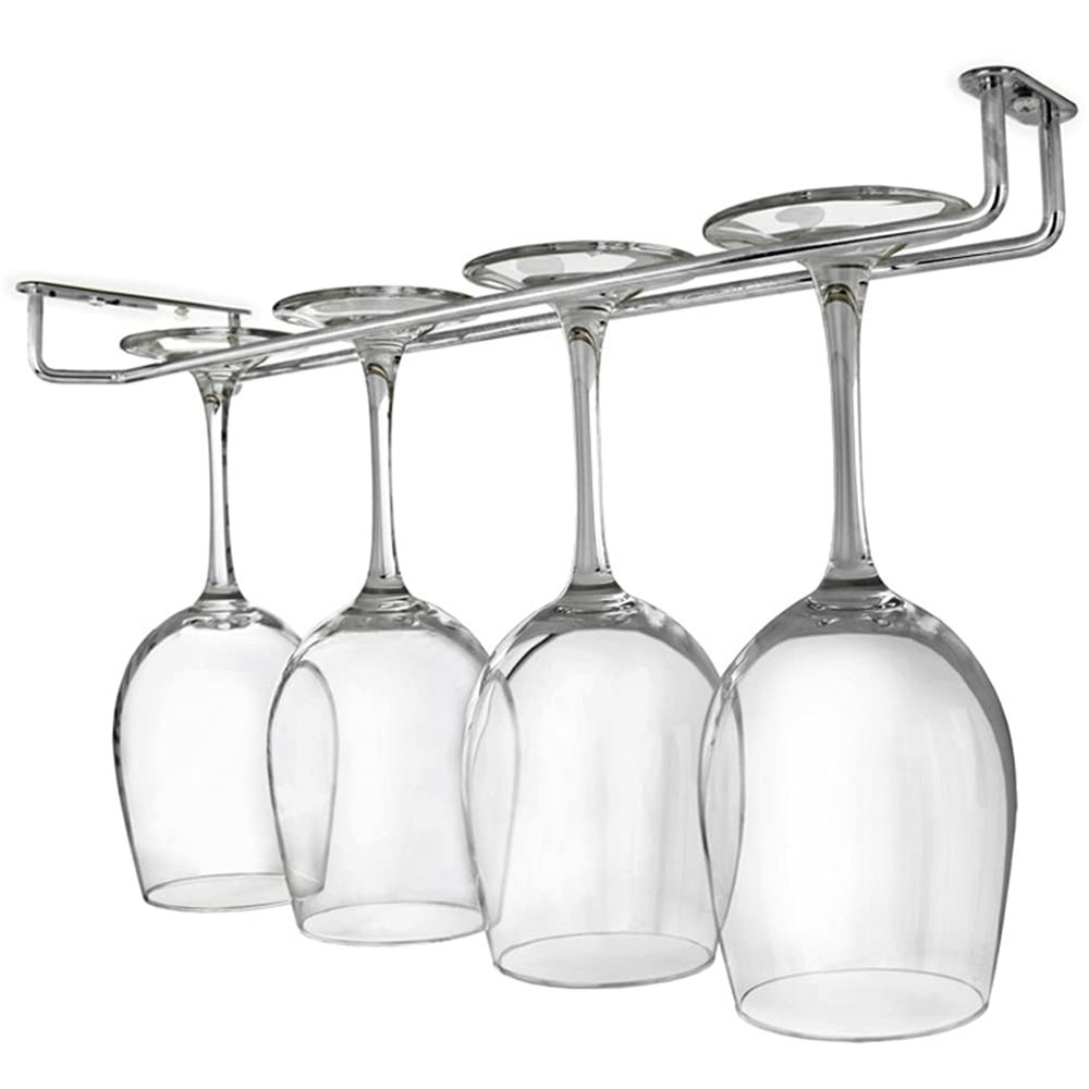 2 Pack Wine Glass Rack Wall Mounted - Under Cabinet Stemware Wine, Glasses Storage Hanger, Iron Organizer for Bar Kitchen 15.7 Inch