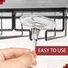 15.7 Inch Wine Glass Holder - Stemware Rack Under Cabinet, Holds to 8-12 Glasses, Metal Wine Glass Holder, Glasses Storage Hanger Organizer for Bar Kitchen(4 Rows Black) view 3