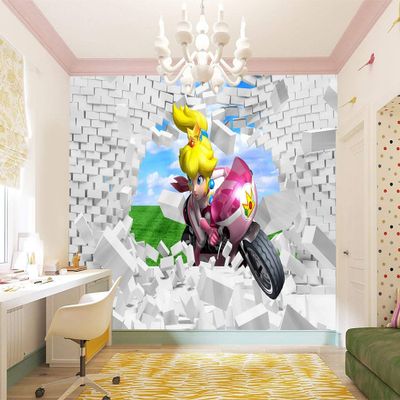 Niwo ART - Girl Racer, Wall Mural for Kid's room| Self-Adhesive Large Wallpaper (96"x144")