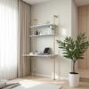 MAIKAILUN White and Gold Desk, 36" Ladder Desk, Wall Mount Computer Writing Table Pipe Shelf Shelving Mini Narrow Industrial Modern for Small Spaces(36x20x81) view 1