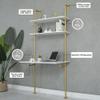 MAIKAILUN White and Gold Desk, 36" Ladder Desk, Wall Mount Computer Writing Table Pipe Shelf Shelving Mini Narrow Industrial Modern for Small Spaces(36x20x81) view 3