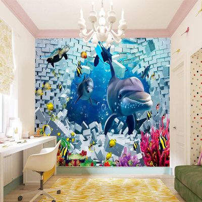 Niwo ART - Sea World, Wall Mural for Kid's room| Self-Adhesive Large Wallpaper (64"x96")