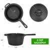 8 Piece Pre-Seasoned Dutch Oven Cooking Set Cast Iron Camping Kitchen Cookware Bakeware Skillets & Square Grill Pan w/Vintage Carrying Wood Box for Ourdoor Home BBQ Baking view 3