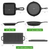 8 Piece Pre-Seasoned Dutch Oven Cooking Set Cast Iron Camping Kitchen Cookware Bakeware Skillets & Square Grill Pan w/Vintage Carrying Wood Box for Ourdoor Home BBQ Baking view 4
