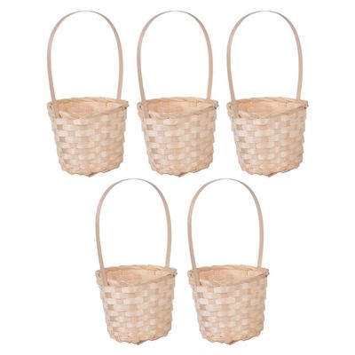 Hemoton 5pcs Mini Woven Baskets with Handles Bamboo Picnic Basket Food Storage Basket Farmhouse Decor for Wedding Party Favors Crafts