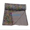 The Harry Creations 100% Cotton Indian Quilt Bed Cover Cover Bed Kantha Art Crafted Paradise Print Handmade Blanket Bedding Bedspread Bohemian Ethnic Quilt (Beige, King 90"x108" with Sham Covers) view 4