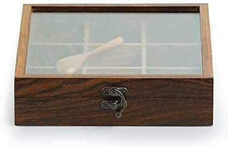 Antique Nautical Masala Box with Glass On Top & Wooden Spoon Spice Rack/Spice Box Gift Item