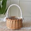 Babody Woven Willow Basket, Wedding Flower Girl Baskets with Handles Round Picnic Basket Decorative Flower Basket Easter Eggs Candy Basket with Plastic Insert, Brown, L (210219HT04-C-805-1351492231) view 3