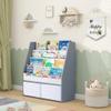 MallBest Solid Wood Toddler Bookshelf with Storage Bins  Montessori-Inspired Front-Facing Book Rack for Kids, Ages 1-5, Easy Assembly, Grey view 1