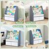 MallBest Solid Wood Toddler Bookshelf with Storage Bins  Montessori-Inspired Front-Facing Book Rack for Kids, Ages 1-5, Easy Assembly, Grey view 3