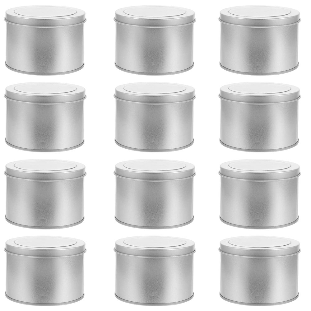 Cabilock 12pcs Round Tinplate Storage Cans Clear Lid Multi-Purpose Storage Boxes for Candy Tea Jewelry and More Silver Containers for Crafting and Packaging