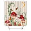 4PCS Mushroom Butterfly Flower Bathroom Shower Curtain Set with Rugs, Toilet Lid Cover and Bath Mat, Moon Stars Shower Curtain with 12 Hooks, Durable Retro Bathroom Decor Set view 3