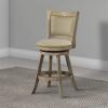 Benjara BM239738 37.5 x 18 x 21.5 in. Curved Back Wooden Swivel Counter Stool with Nailhead Trim, Gray view 2